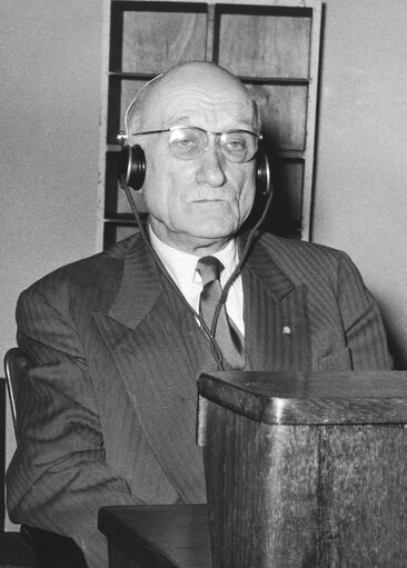 Robert SCHUMAN during the Constitutive session of the new European Parliamentary Assembly on the 19th of March 1958