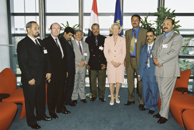 The MEP Michel J.M. DARY and Ahmed AL-HADDAD, head of the Mission of Yemen meet Nicole FONTAINE EP President in Strasbourg in July 2001.