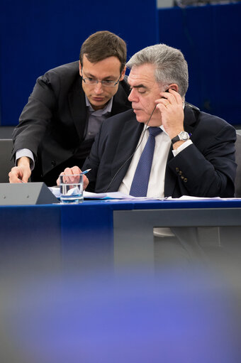 Foto 1: Dimitris KOURKOULAS Deputy Minister of Foreign Affairs in Plenary session week 09 2014 in Strasbourg