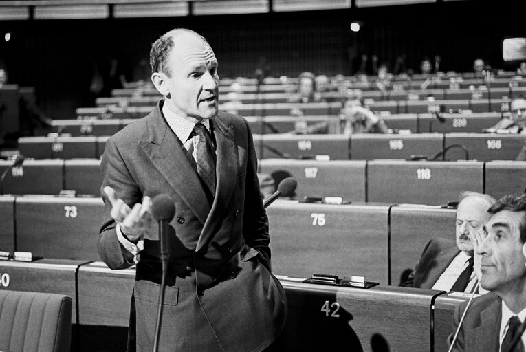 MEP Christopher PROUT during a session in Strasbourg in February 1987