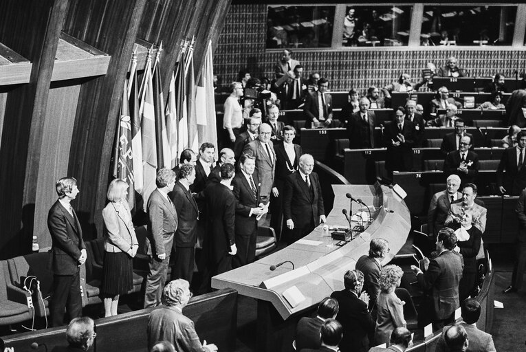 Fotagrafa 26: Official visit of Ronald REAGAN President of the United States in Strasbourg in May 1985. Plenary session