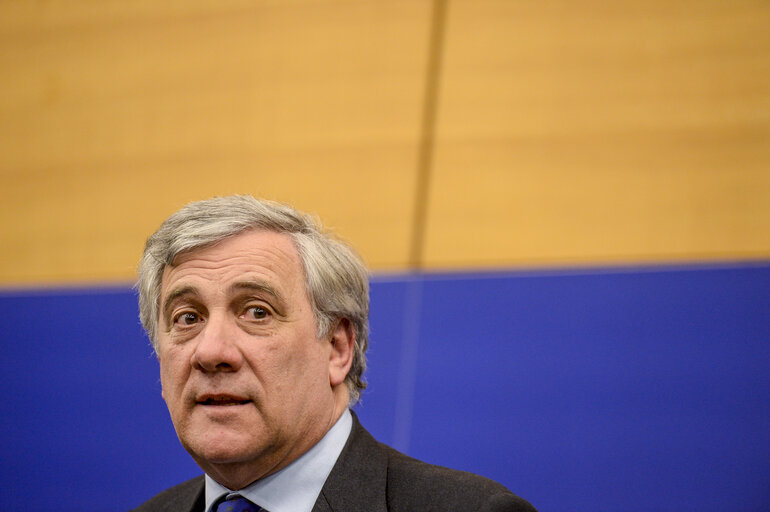 Fotografie 3: Press conference by Antonio TAJANI new elected EP President