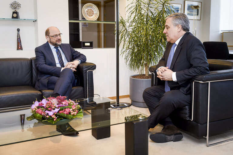 Fotografija 1: Antonio TAJANI - EP President meets with former EP President Martin SCHULZ.