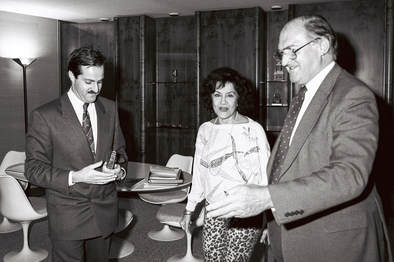 Fotó 4: Lord Henry PLUMB - EP President meets with Mme KYRIAZIS in Strasboug in January 1988.