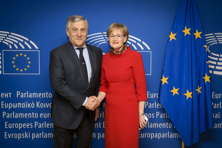 Foto 3: Antonio TAJANI - EP President meets with Vice-president Mairead McGUINNESS