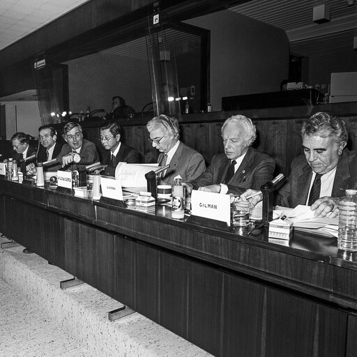 Valokuva 2: Meeting with US Delegation at the EP in Brussels in January 1985.