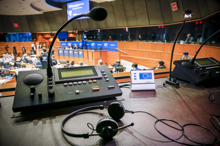 Fotografia 1: Stockshot of interpreter in the European Parliament