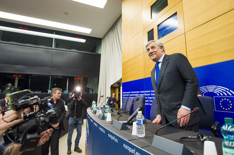 Fotografie 17: Press conference by Antonio TAJANI new elected EP President