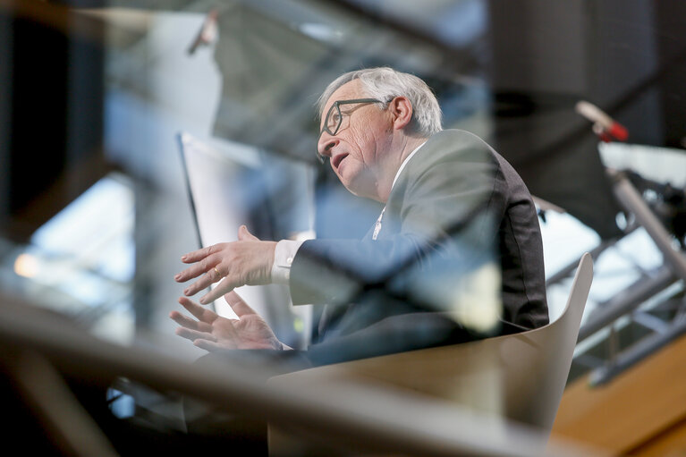 Jean Claude JUNKER interviewed in EP Parliament in Strasbourg week 3 2017