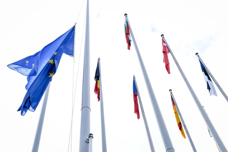 Foto 27: Open Day of the European institutions 2017 - Strasbourg -   Raise of the European Union flag by the Eurocorps