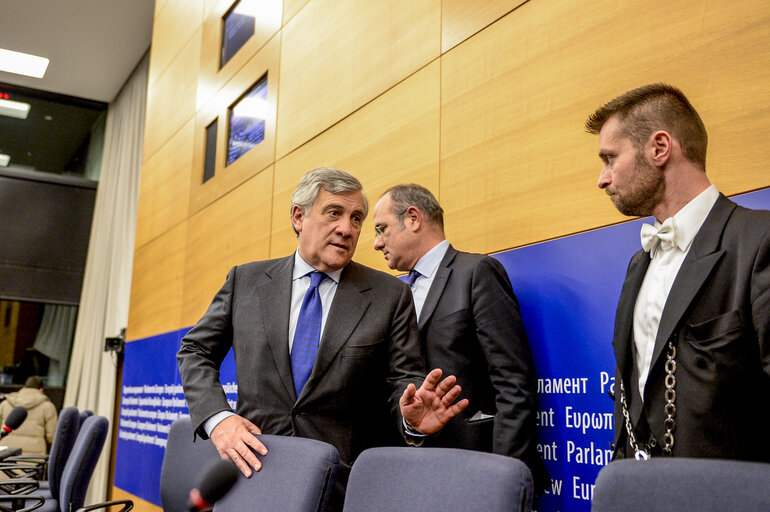 Fotografie 2: Press conference by Antonio TAJANI new elected EP President