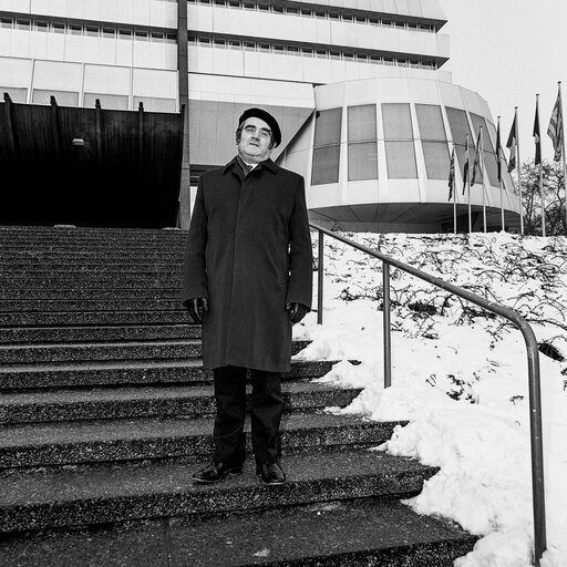 MEP Gene FITZGERALD at the European Parliament in Strasbourg in January 1985