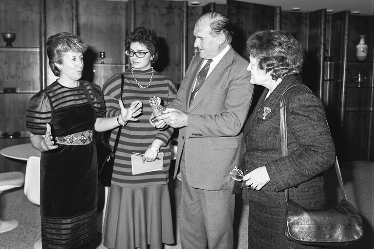 The EP President receives an award at the EP in Strasbourg in January 1988