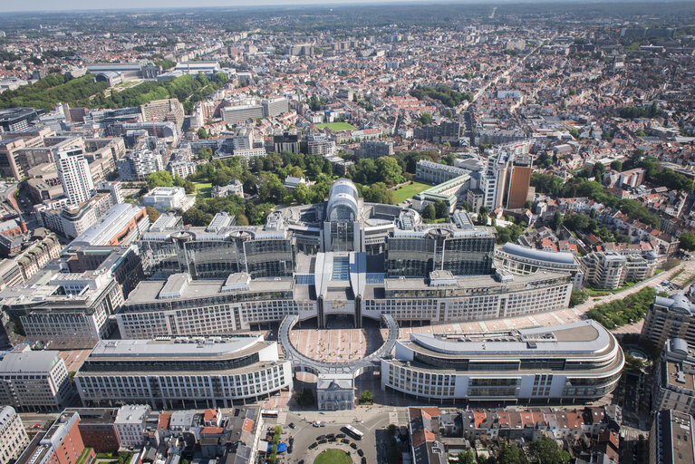 Aerial view of the EP Headquarters in Brussels