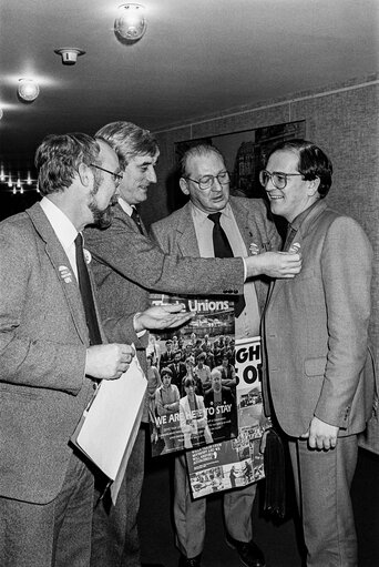 Demonstration in support of GCHQ Trade Union at the European Parliament in Strasbourg in January 1985