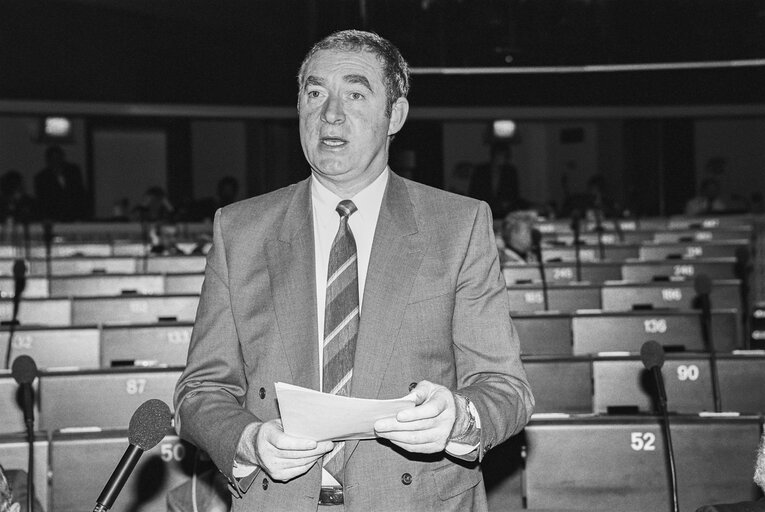 Foto 4: The Irish Minister of State of the Department of Agriculture and Food, in plenary session in Strasbourg - March 1990