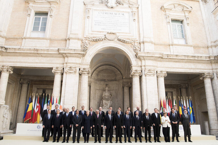 Fotogrāfija 5: Celebration of the ' 60 years of the Treaty of Rome ' in Campidoglio - Ceremony of the signature of the Rome declaration