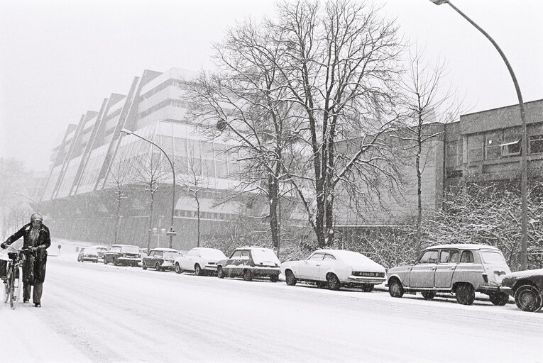 Strasbourg EP building under the snow