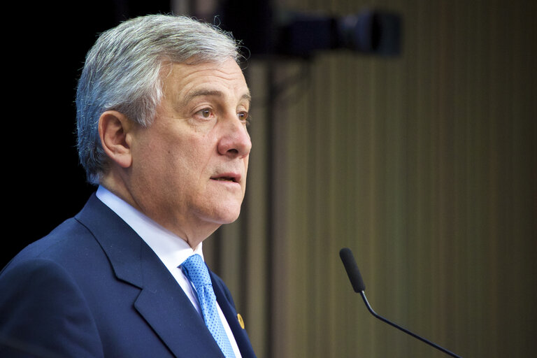 Photo 3: European Council Meeting - Press conference by EP President, Antonio TAJANI