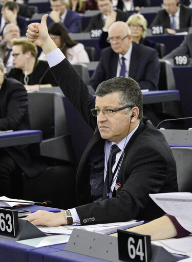 Снимка 2: Franck PROUST in plenary session week 7 2017 in Strasbourg