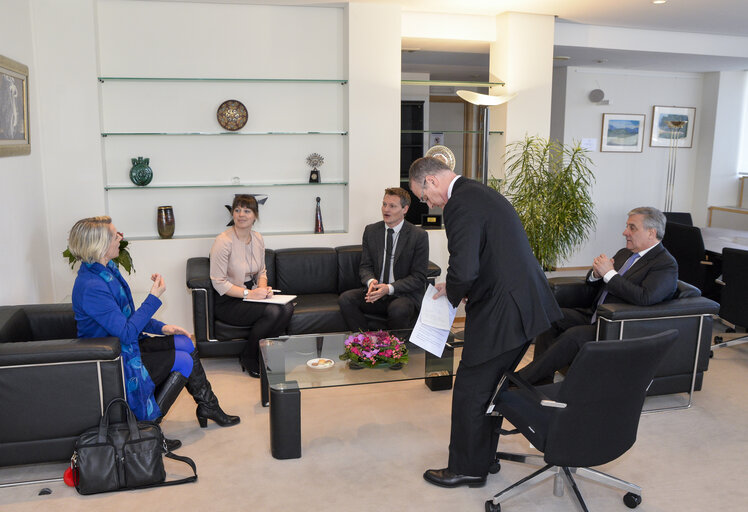 Foto 1: Antonio TAJANI - EP President meets with Helga STEVENS MEP