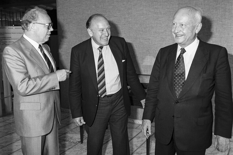 Foto 5: EP President opens an exhibition of ceramics from Berlin at the EP in Strasbourg in July 1986