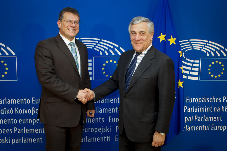 Antonio TAJANI - EP President meets with EC Vice President Maros SEFCOVIC