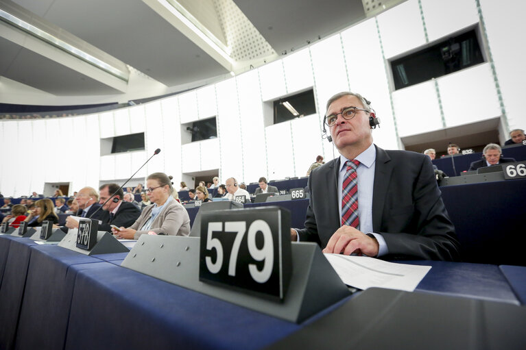 Photo 1: Marc JOULAUD in plenary session Week 20 2017 in Strasbourg