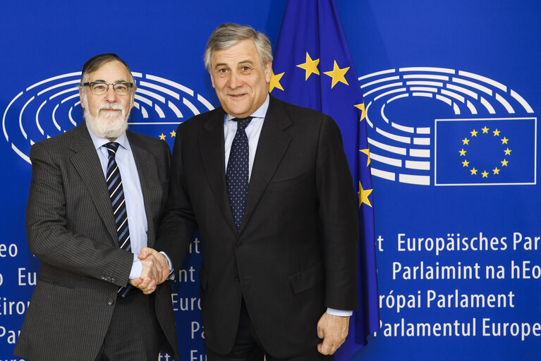 Fotografi 2: Antonio TAJANI - EP President meets with Avraham GIGI, Chief Rabbi of Brussels