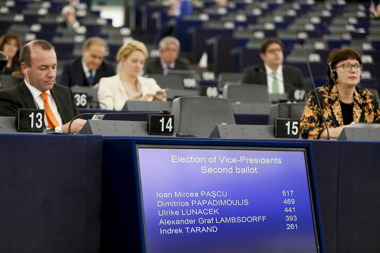 Fotografija 1: Plenary session Week 3 2017 in Strasbourg - Election of the Vice-Presidents of Parliament