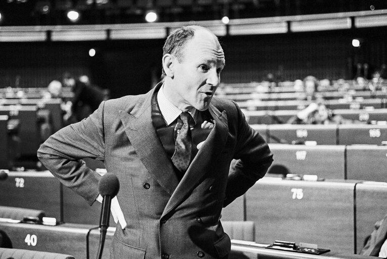 MEP Christopher PROUT during a session in Strasbourg in February 1987