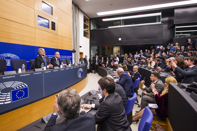 Fotografie 14: Press conference by Antonio TAJANI new elected EP President