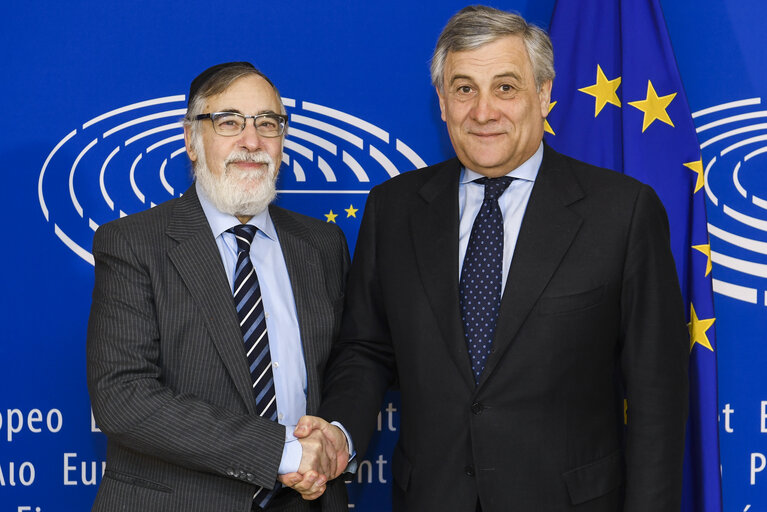 Fotografi 3: Antonio TAJANI - EP President meets with Avraham GIGI, Chief Rabbi of Brussels