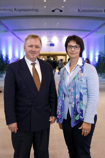 MEPs Arne GERICKE and Ulrike MULLER in the European Parliament in Brussels.