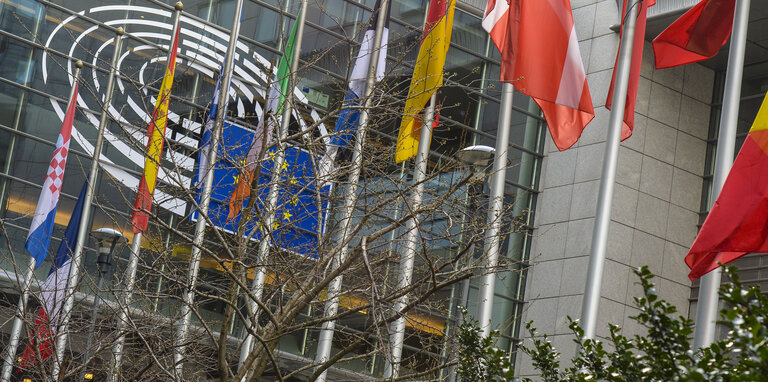 Fotagrafa 4: French flag at half mast following the terrorist attacks in Brussels with European and Belgian flags already at half-mast