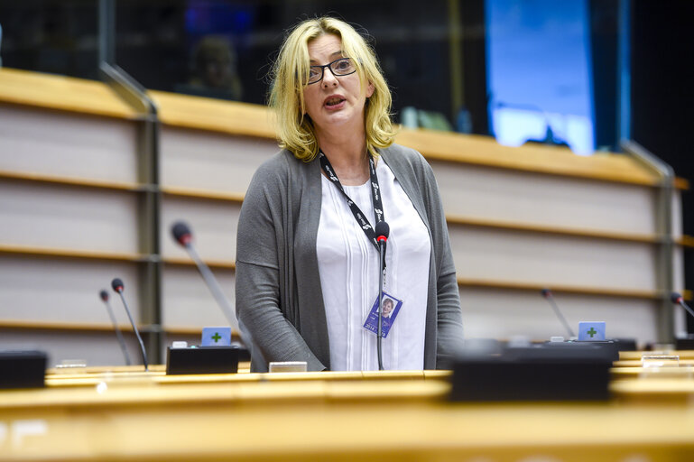 Fotografi 6: Plenary session week 17 2016 in Brussels.   European Investment Bank annual report 2014 in the presence of President of the EIB