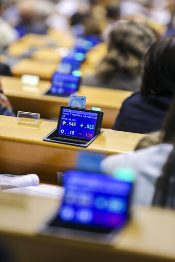 Foto 40: Plenary session week 17 2016 in Brussels.  Vote