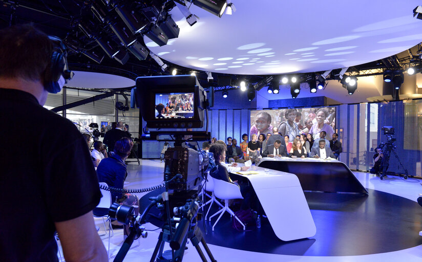 Fotografi 20: ' Libre-échange ' recording in the presence of the Sakharov Prize Laureate 2014, RTBF ( Belgian television ) in the ASP Agora studio