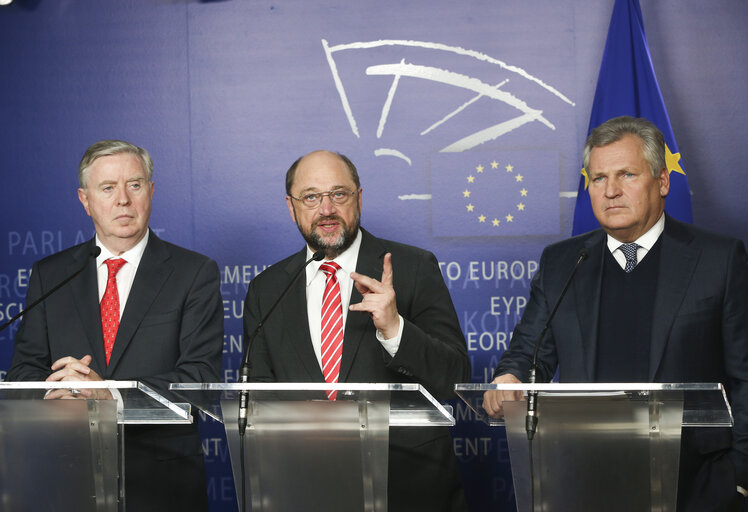 Φωτογραφία 6: Martin SCHULZ - EP President meets with former EP President Cox and former Polish President  Kwasniewski followed by press point