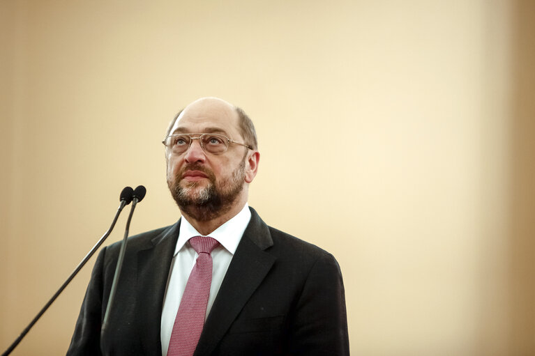 Suriet 19: President Martin Schulz during a meeting with President of the Greek Republic in Athens,Greece on November 26 2013.