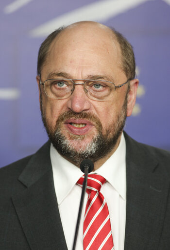 Φωτογραφία 4: Martin SCHULZ - EP President meets with former EP President and former Polish President  followed by press point