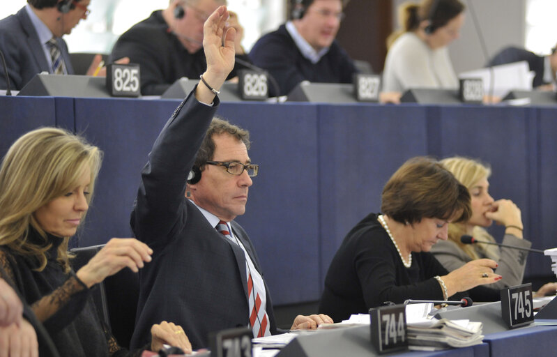 Foto 1: MEP Robert ROCHEFORT in the European Parliament in Strasbourg