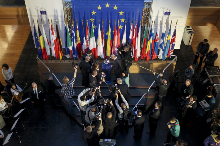 Ep President at the ceremony of the handover of the Flame of Peace of Bethlehem to the European Parliament