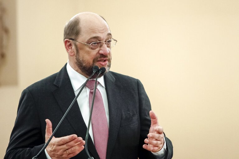 Suriet 18: President Martin Schulz during a meeting with President of the Greek Republic in Athens,Greece on November 26 2013.