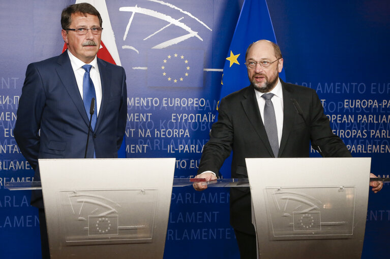 Fotografija 6: Martin SCHULZ - EP President meets with Pavol PASKA, Speaker of the National Council of Slovakia