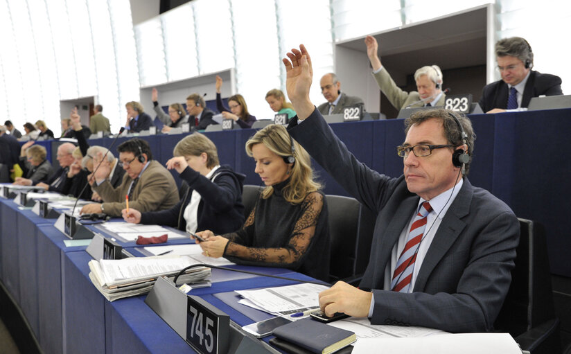 Foto 2: MEP Robert ROCHEFORT in the European Parliament in Strasbourg