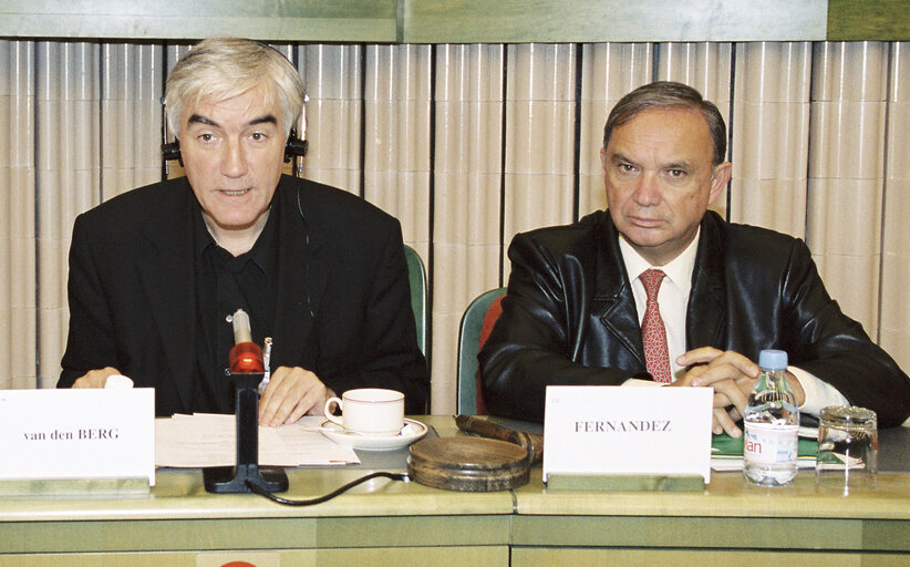 Zdjęcie 35: The MEPs Margrietus van den BERG, Fernando FERNANDEZ MARTIN during a meeting in Strasbourg in October 1999.