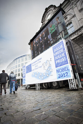 Photo 2 : Nobel Peace Prize ceremony: broadcast set up at EP in Brussels