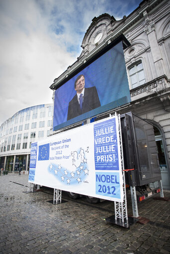 Photo 3 : Nobel Peace Prize ceremony: broadcast set up at EP in Brussels