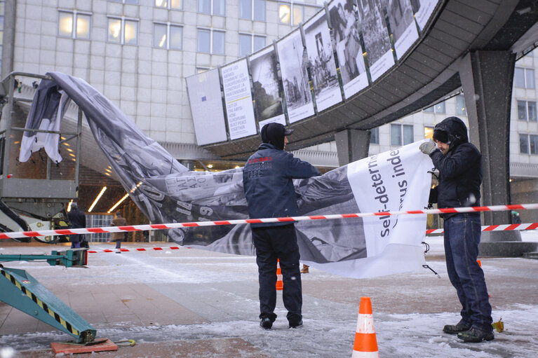 Nobel Peace Prize ceremony: broadcast set up at EP in Brussels